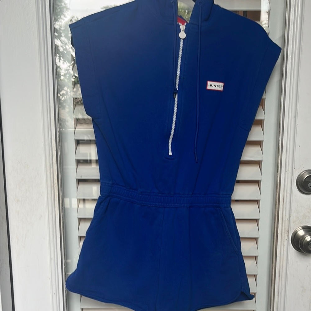 Hunter Blue One Piece with High Collar and Front Zipper